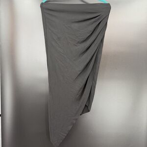 Helmet Lang L Black Mini Midi Skirt Asymmetrical  Ruched Gathered Modal Designer